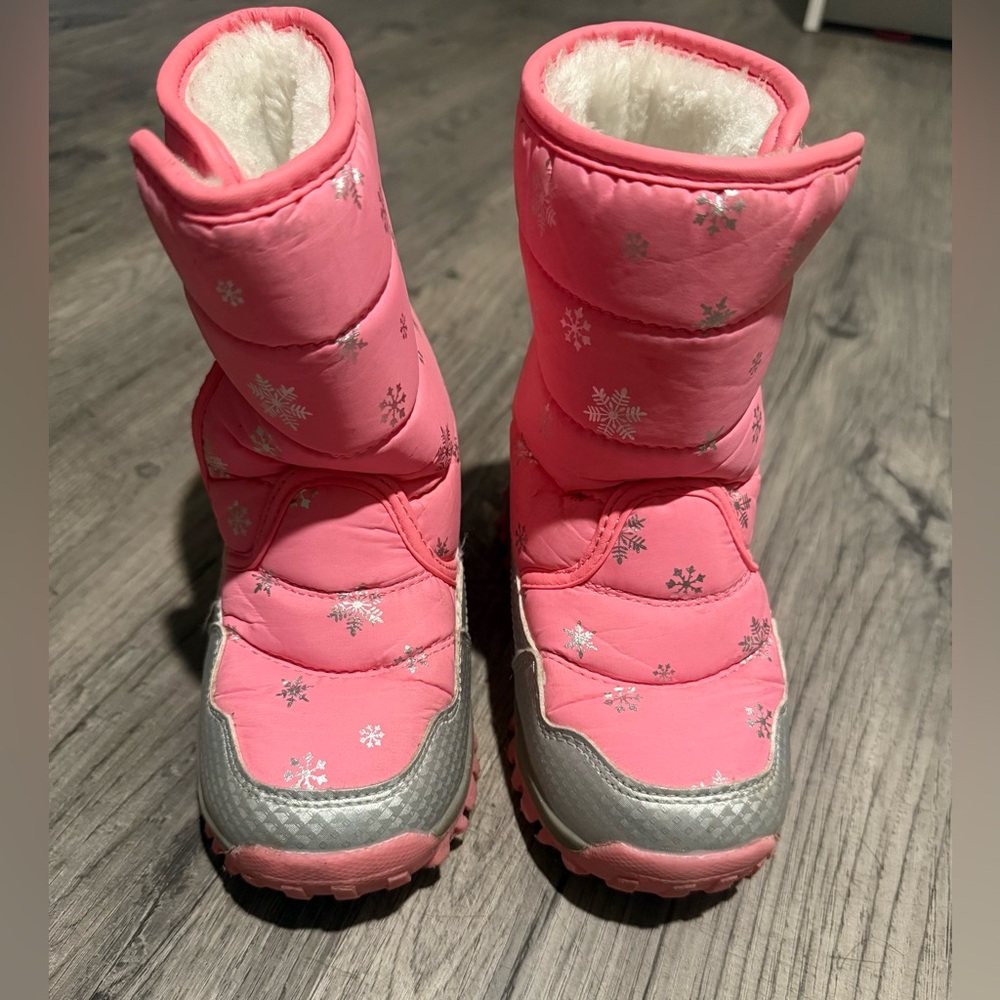 Pink Snowflake Kids Snow Boots